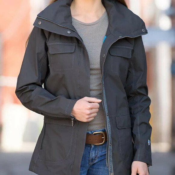 Kuhl Jackets & Blazers - Kuhl Saboteura Waterproof Jacket Zip Raincoat Raven Gray Lightweight Size Small